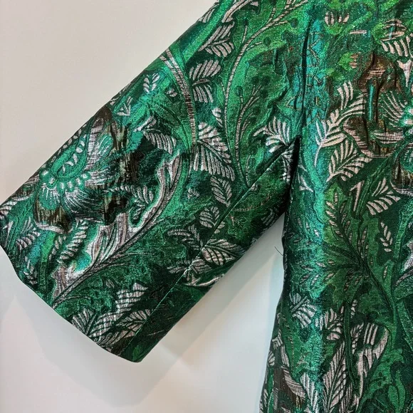Dice Kayek Textured Brocade Green Coat
